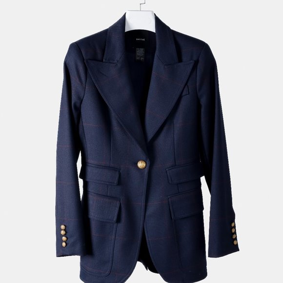 Smythe Jackets & Blazers - Smythe Navy and Red Checked Blazer